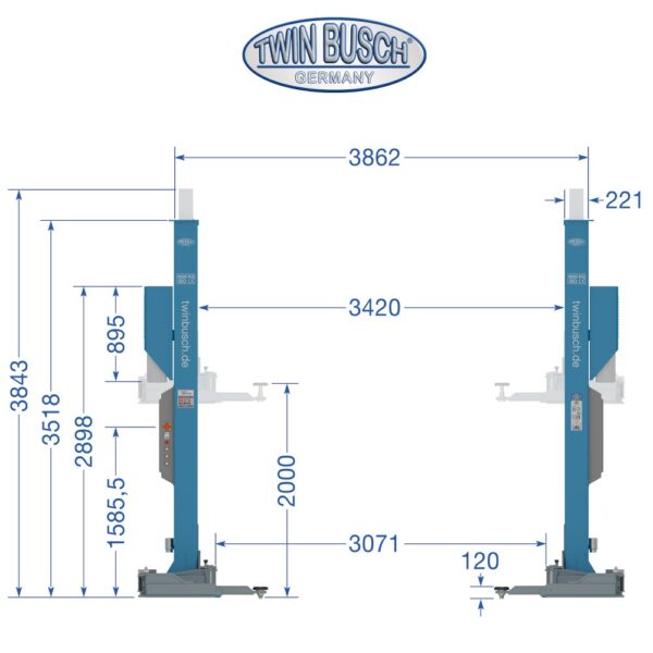 2 søjlet autolift barrierefri | 8000 kg TW280 HEAVY-LINE - Image 30