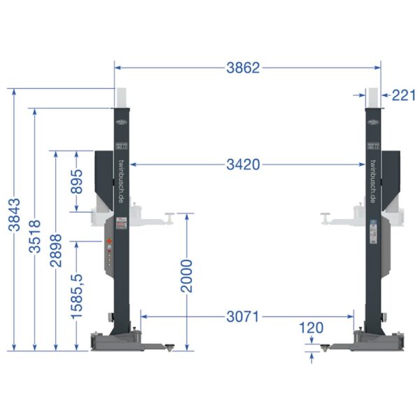 2 søjlet autolift barrierefri | 8000 kg TW280-G HEAVY-LINE - Image 20