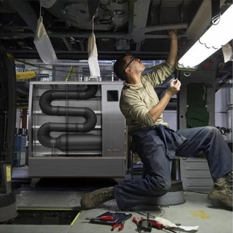 Veltron mobile varmeovn i værkstedet