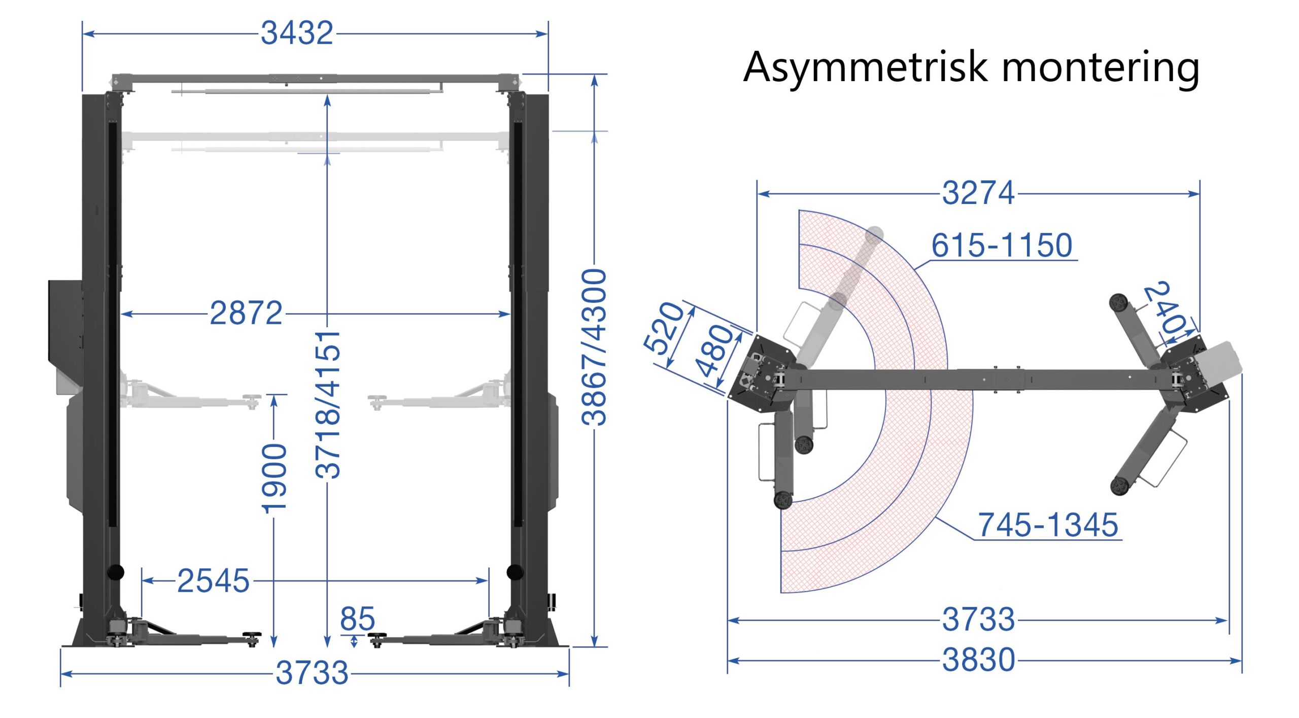 2 søjlet lift TW242CEB4.3_asymmetrisk
