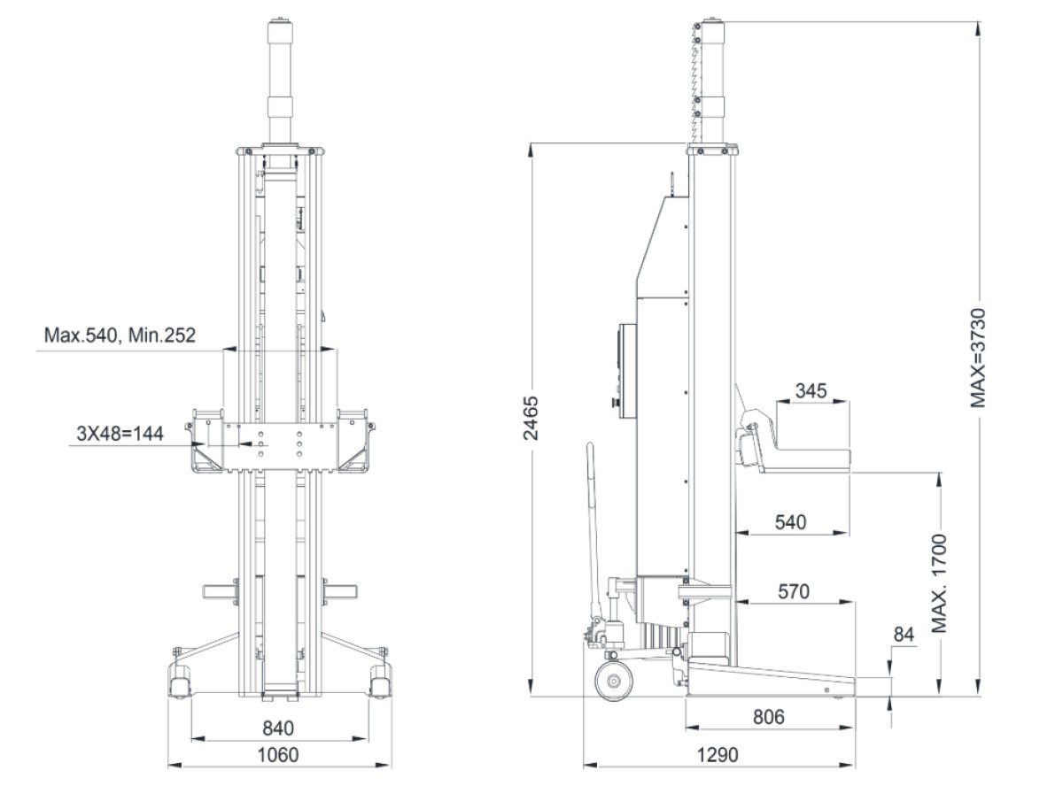 Nortec 8500 kg lastvognslift_mål1